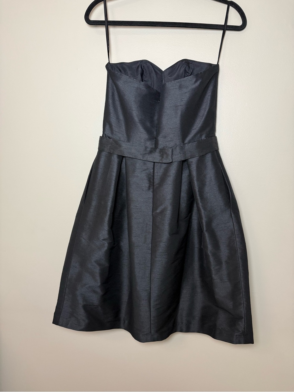 Alfred Sung Strapless Taffeta Cocktail Dress with Pockets & Belt Black Sz 6 - Picture 3 of 11